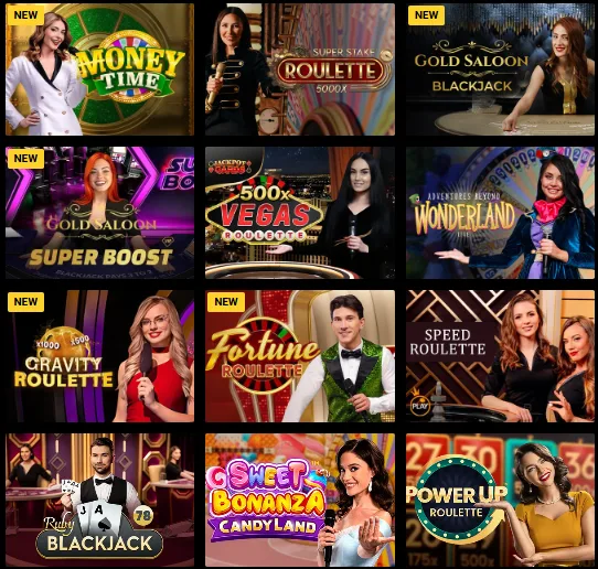 Slots Live Casino Tischspiele Provider Übersicht Raster