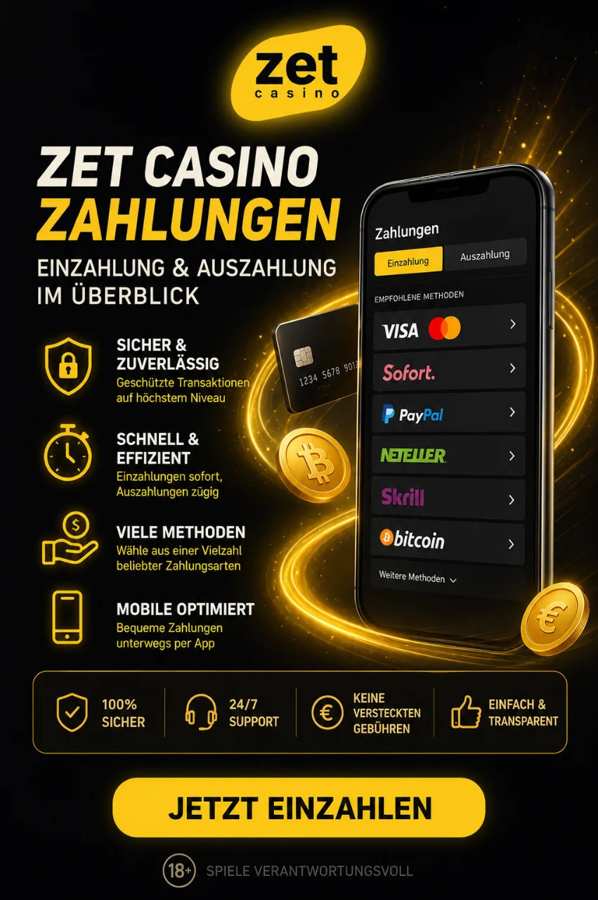 Zet Casino Zahlungen — Einzahlung & Auszahlung im Überblick